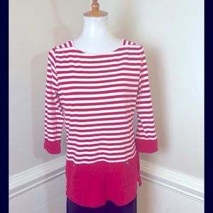 Kim Rogers Red & White Striped Top M FREE SHIP